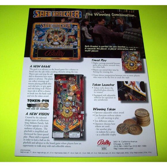 SAFECRACKER Pinball Flyer 1996 UNOPENED Original NOS Vintage Artwork Promo - Picture 2 of 2